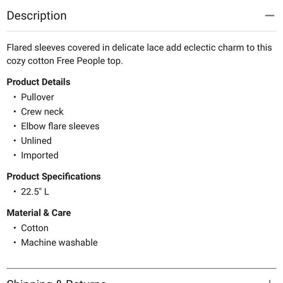 NWT Free People Lace Flare Sleeve Top White Embroidered Trimmed Sleeves S $148 - Picture 6 of 6